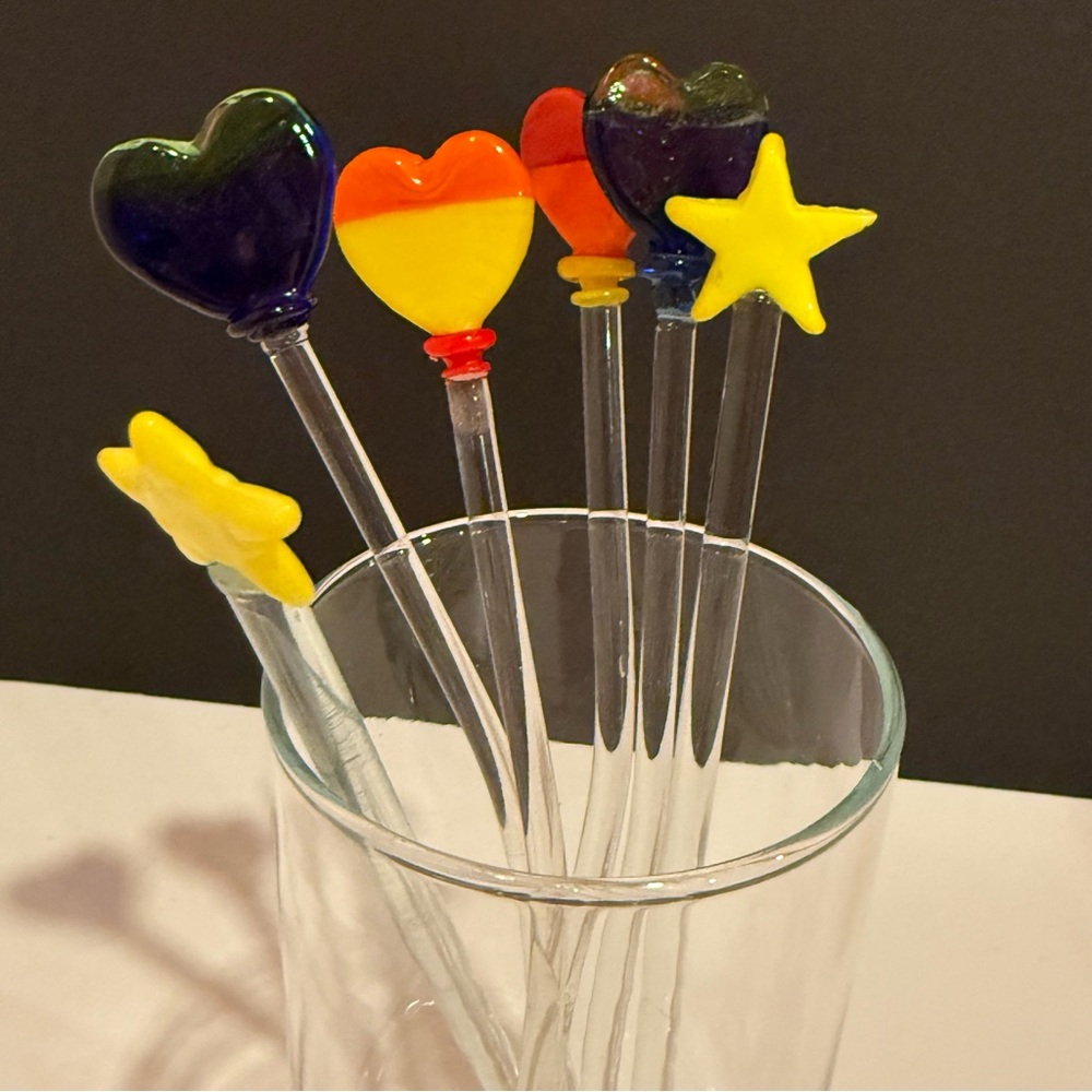 Colorful Heart and Star Drink Stirrers Swizzle Sticks